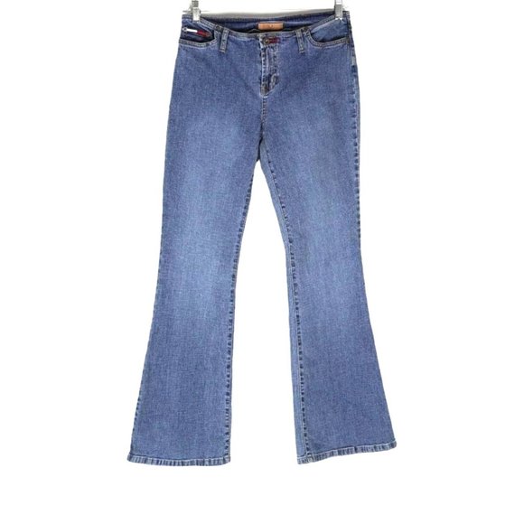 Tommy Hilfiger Jeans Juniors Size 9 LUY LUY Stretch Flare 2004 Bare Back Blue De - Picture 1 of 11